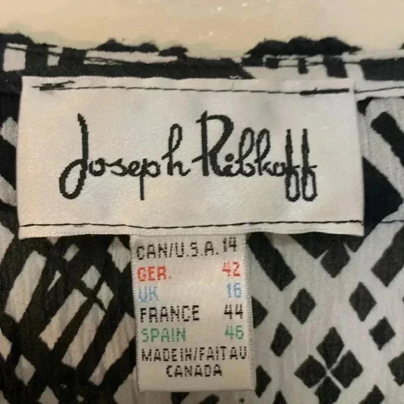 Joseph Ribkoff opaque, lightweight, flowy, feminine black and ivory  blouse - Picture 4 of 6